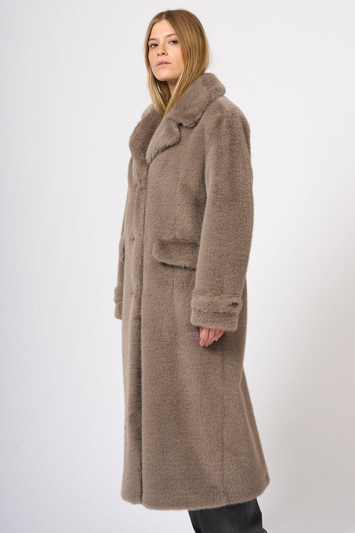 Cappotto Ecopelliccia Tortora Donna - 2