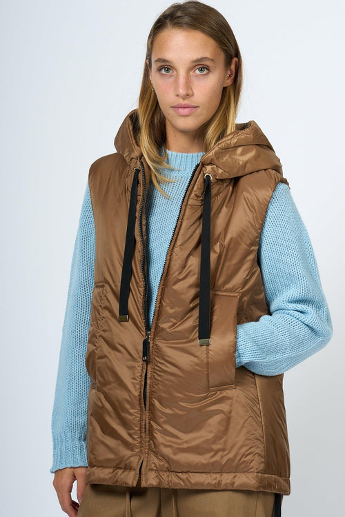 Gilet Greengo Imbottito Corto Cammello Donna