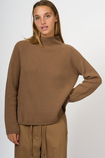 Maglia Elica Lana e Cashmere Cammello Donna - 2
