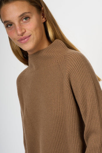 Maglia Elica Lana e Cashmere Cammello Donna - 5