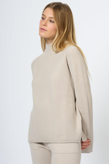 Maglia Elica Lana e Cashmere Ecrù Donna - 3