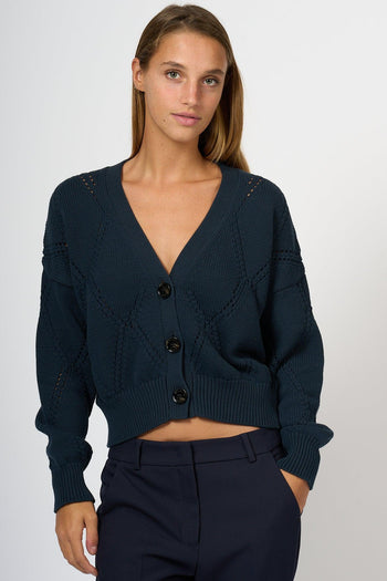 Weekend Cardigan Dovere Corto Blu Donna - 3