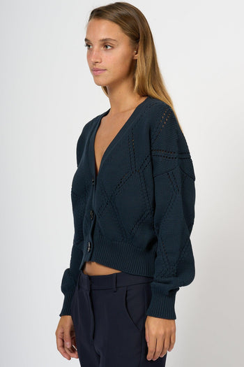 Weekend Cardigan Dovere Corto Blu Donna - 4