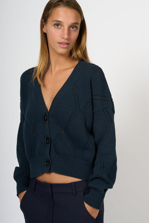 Weekend Cardigan Dovere Corto Blu Donna