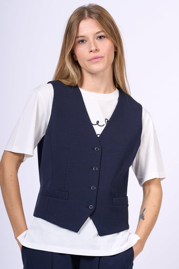 Weekend Gilet Aria in Jersey Blu Donna - 3