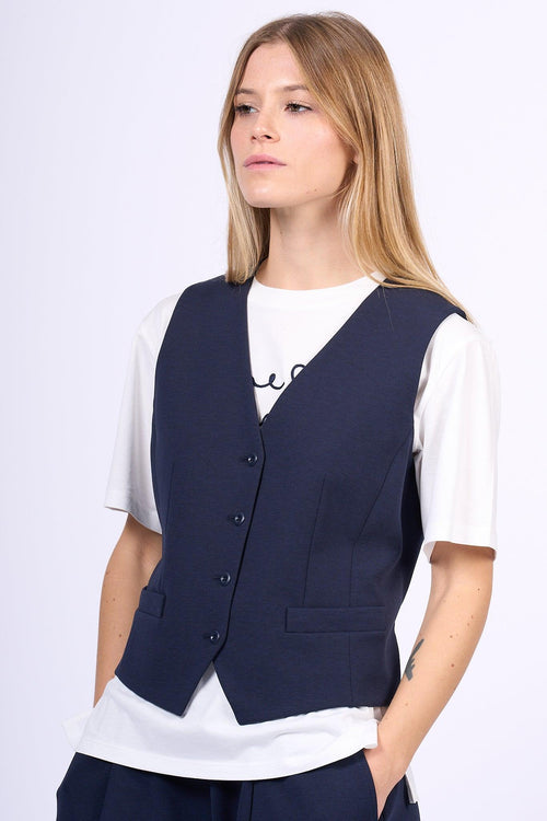 Weekend Gilet Aria in Jersey Blu Donna