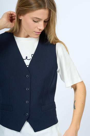 Weekend Gilet Aria in Jersey Blu Donna - 4