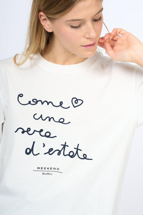 Weekend T-shirt Barbano Lettering Bianco Donna