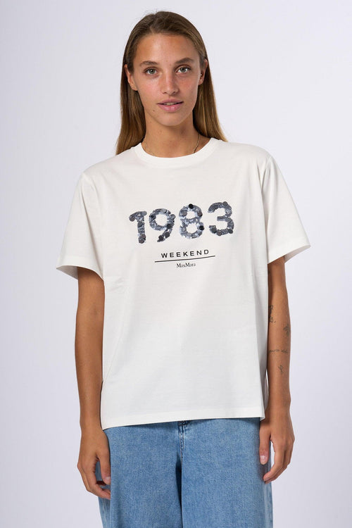 Weekend T-shirt Paillettes Bianco Donna