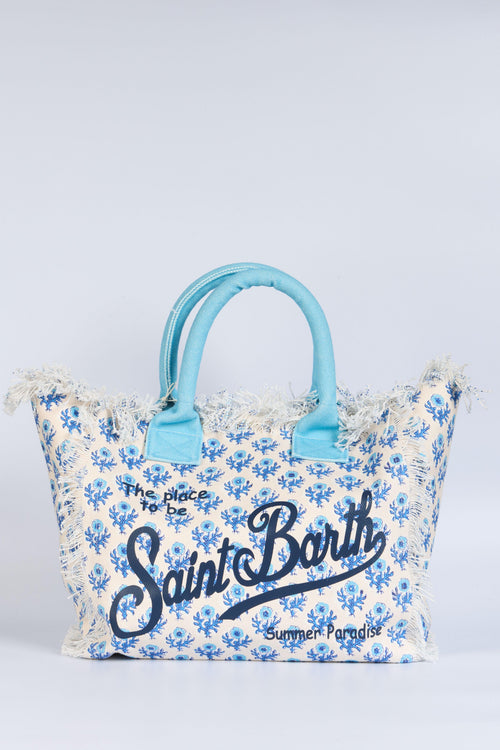 Saint Barth Borsa Vanity Fiori Azzurro Donna