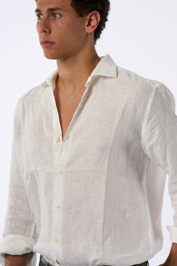 Saint Barth Camicia in Lino Bianco Uomo - 5