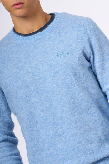 Saint Barth Maglia Alpaca Blu Chiaro Uomo - 3