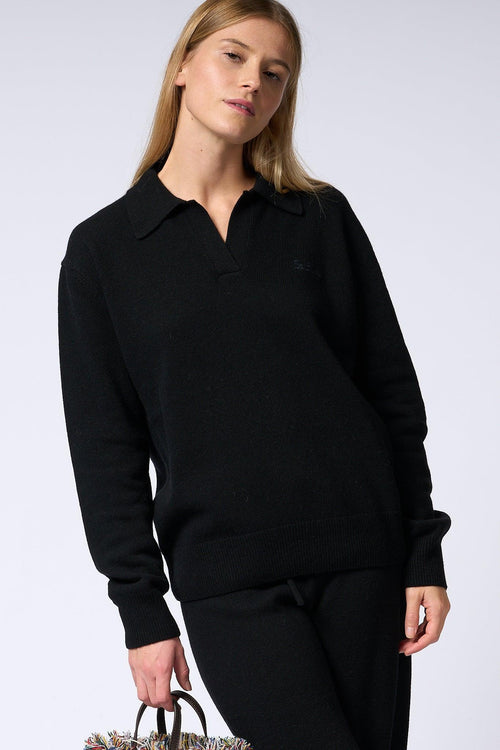 Saint Barth Polo Manica Lunga Nero Donna