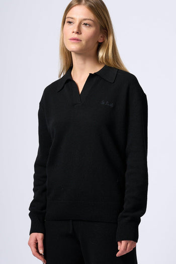 Saint Barth Polo Manica Lunga Nero Donna - 5