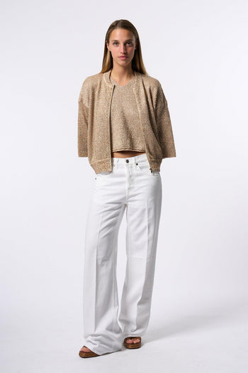 Cardigan Pailettes Beige Donna - 3