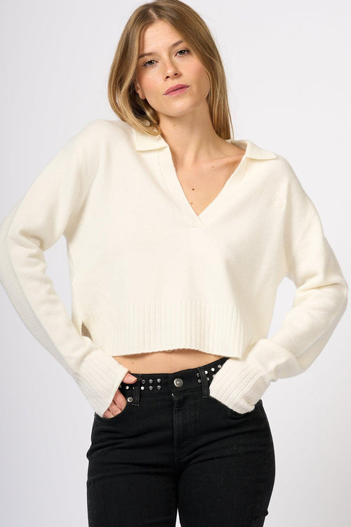 Maglia Profumo a Polo Cropped Bianco Donna