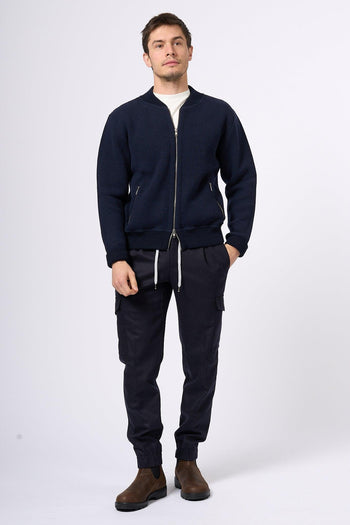 Pantalone Jogging Cargo in Lana Blu Uomo - 7