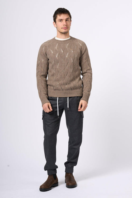 Pantalone Jogging Cargo in Lana Grigio Uomo - 2