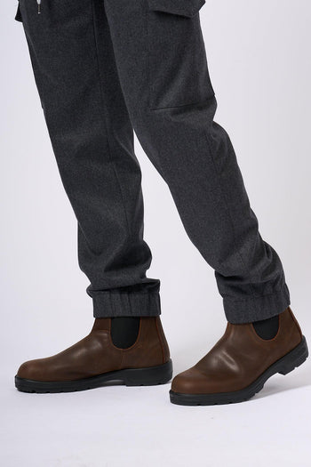 Pantalone Jogging Cargo in Lana Grigio Uomo - 5