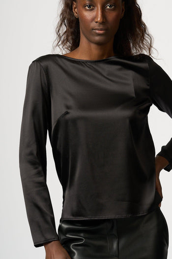 Blusa Seta Nero Donna - 3