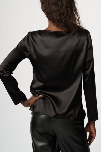 Blusa Seta Nero Donna - 5