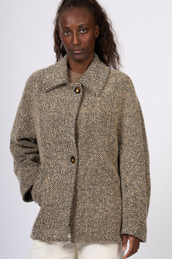 Caban Tweed Beige/nero Donna - 4