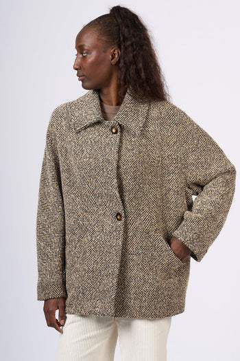 Caban Tweed Beige/nero Donna - 6