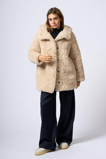 Cappotto Corto Ecomontone Panna Donna - 4