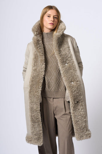 Cappotto Lungo Eco Montone Grigio Donna - 11