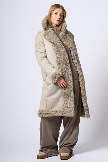 Cappotto Lungo Eco Montone Grigio Donna - 14