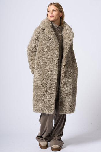 Cappotto Lungo Eco Montone Grigio Donna - 4