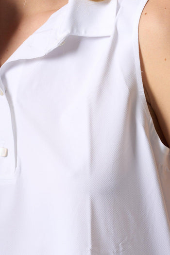 Polo Senza Maniche Bianco Donna - 8
