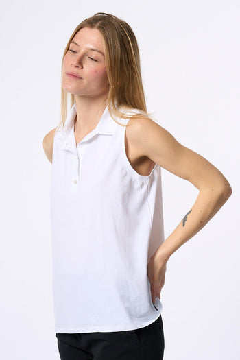 Polo Senza Maniche Bianco Donna - 5