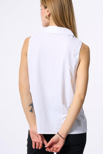 Polo Senza Maniche Bianco Donna - 6