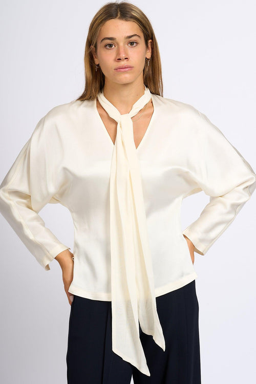 Camicia Satin Panna Donna