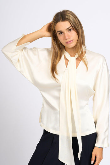 Camicia Satin Panna Donna - 7