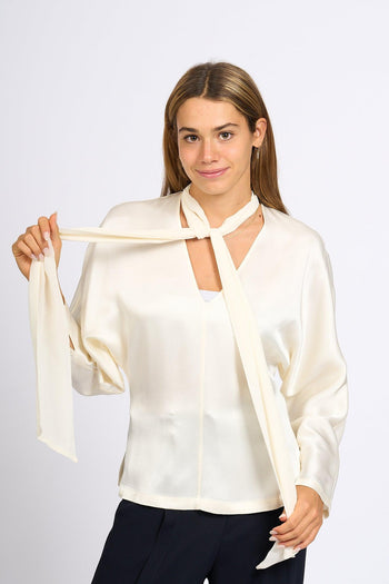 Camicia Satin Panna Donna - 8