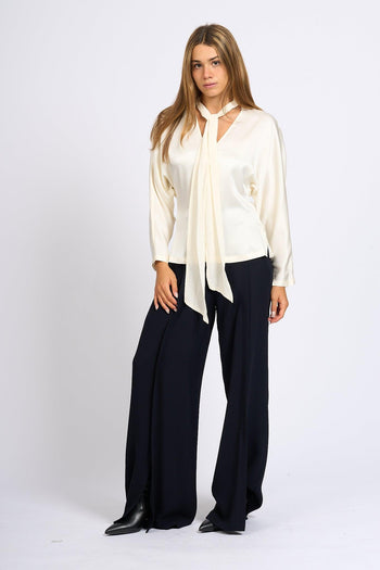 Pantalone Crepe Blu Donna - 8