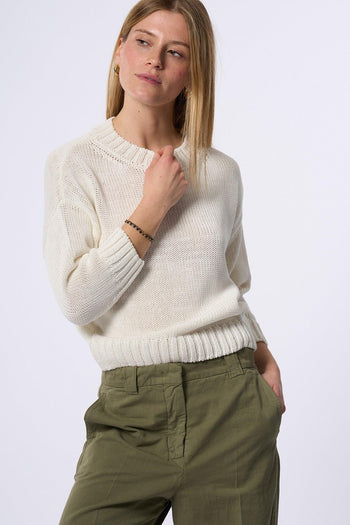 Maglia Girocollo Manica Bianco Donna - 2