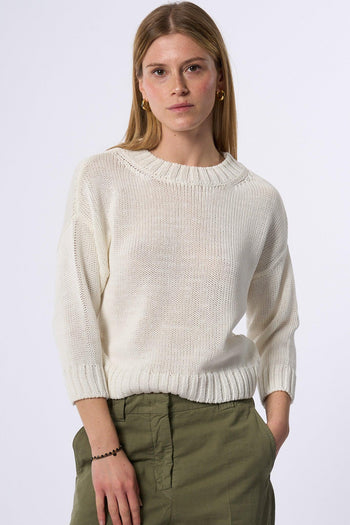Maglia Girocollo Manica Bianco Donna - 4