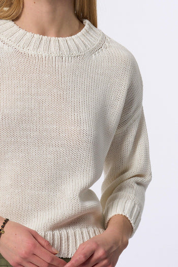 Maglia Girocollo Manica Bianco Donna - 6