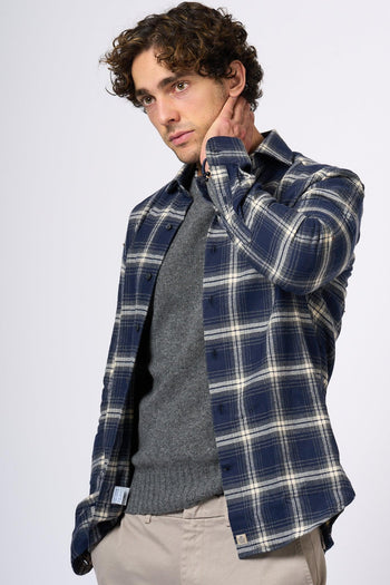 Camicia Flanella Madras Blu Uomo - 5