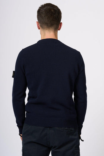 Maglia Giro Lambswool Blu Uomo - 5