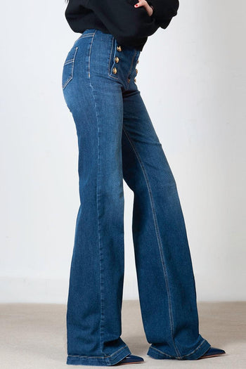 Jeans stretch con bottoniera laterale - 4