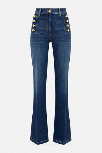 Jeans stretch con bottoniera laterale - 6