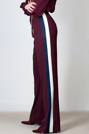 Pantalone in crêpe satin con bande - 3