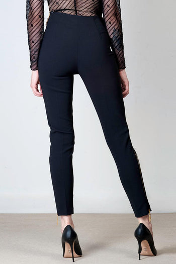 Pantalone in crêpe stretch con zip - 3