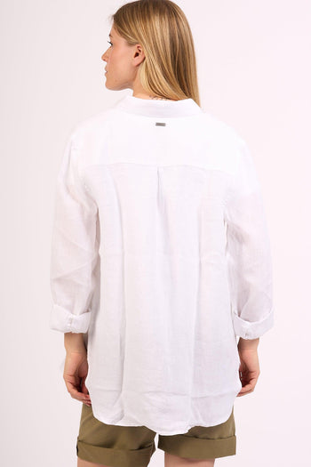 Camicia in Lino Bianco Donna - 2