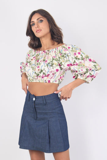 Minigonna Pieghe Chambry Blu - 7