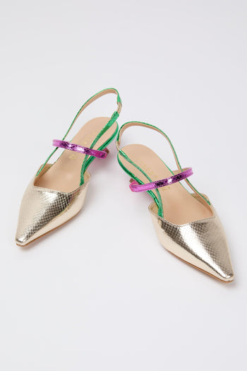 Slingback Platino+verde+fuxia Donna - 5